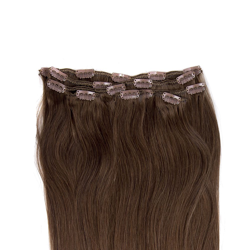 Clip On Extensions i Kastanjebrun - Kvalitetshår
